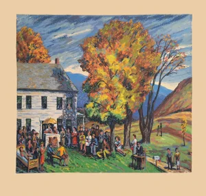 1946 Serigraph "Vermont Auction" by Harry Shokler