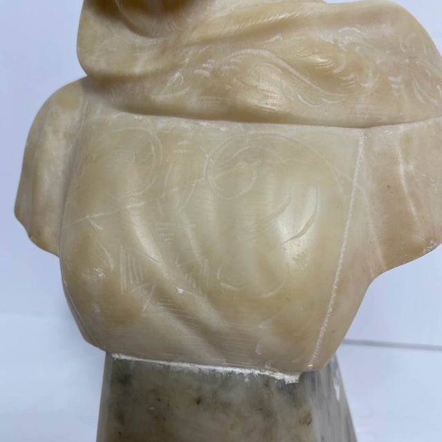 Art Nouveau Early 20th Century Art Nouveau Style Italian Alabaster Female Bust For Sale - Image 3 of 12