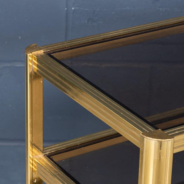 Vintage Brass and Smoked Glass Drinks Trolley from Maison Jansen, 1970 For Sale - Image 17 of 18