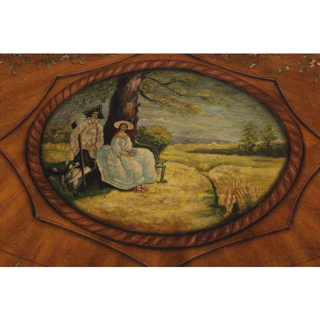 Adam Paint Decorated Demilune Console Hall Table For Sale - Image 10 of 16