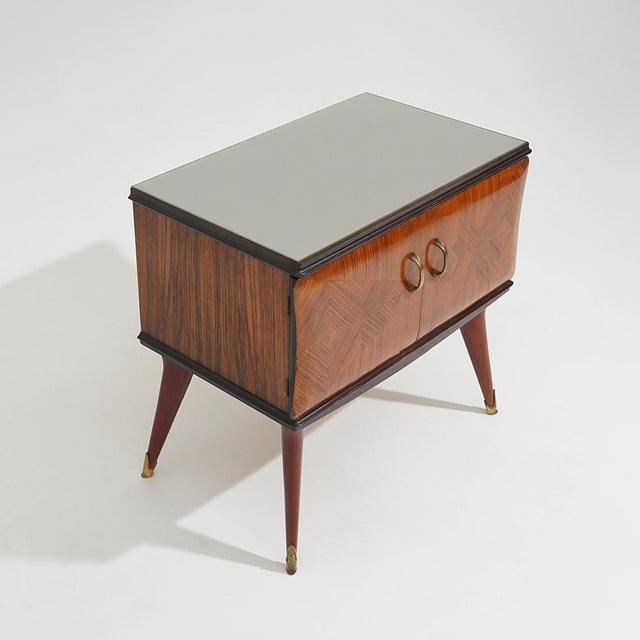 1950s Bedside Tables with Glass Top, 1950s, Set of 2 For Sale - Image 5 of 14