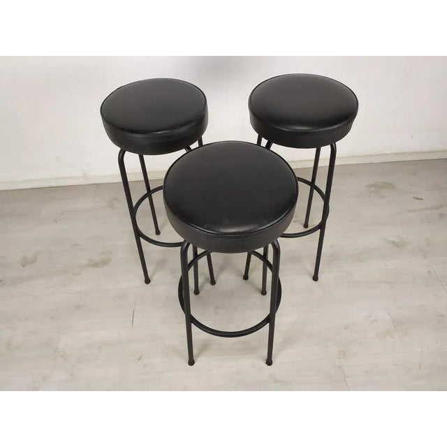 Vintage Black Stools, Set of 3, in Good conditions. Designed 1970 to 1979