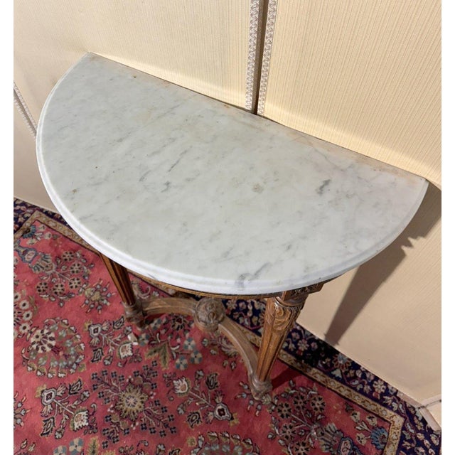 Louis XVI Half-Moon Carved Wood Console Table For Sale - Image 6 of 10