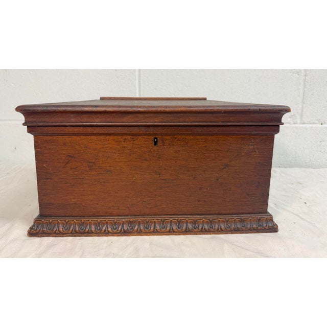 Wood Quality Antique 19th Century Handmade Mahogany Wood Wooden Jewelry Sewing Box For Sale - Image 7 of 11