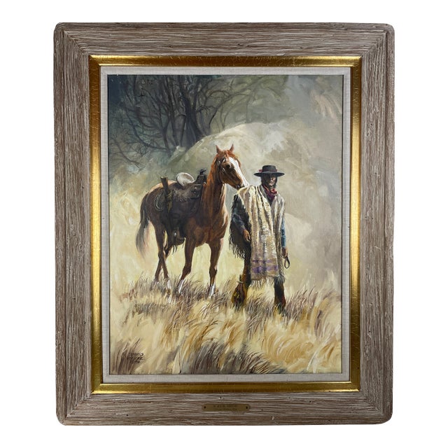 American Horse Western "In Apache Territory" Oil Painting by Donald Wallace Muth For Sale