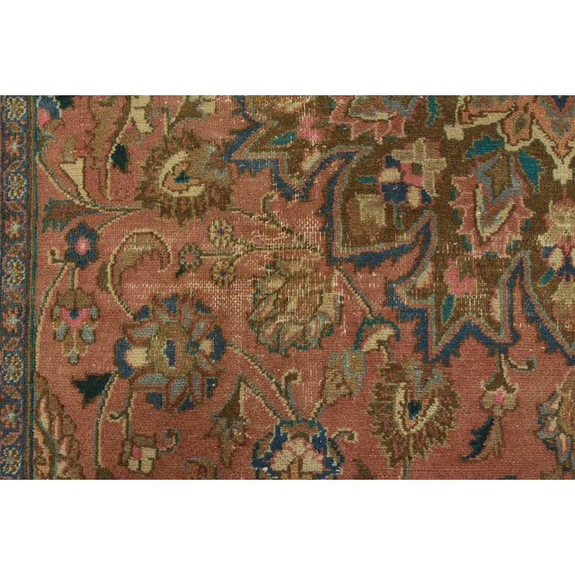Mashad Rug 6’5” X 9’6” Pink Wool Vintage Distressed Hand-Knotted Carpet For Sale - Image 10 of 14