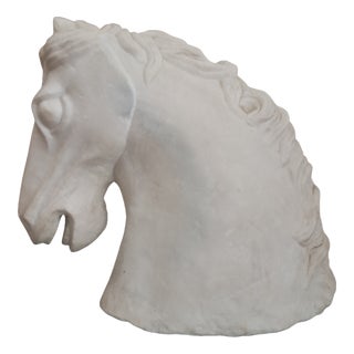 Large Vintage Horse Head Bust Sculpture, 1978 For Sale