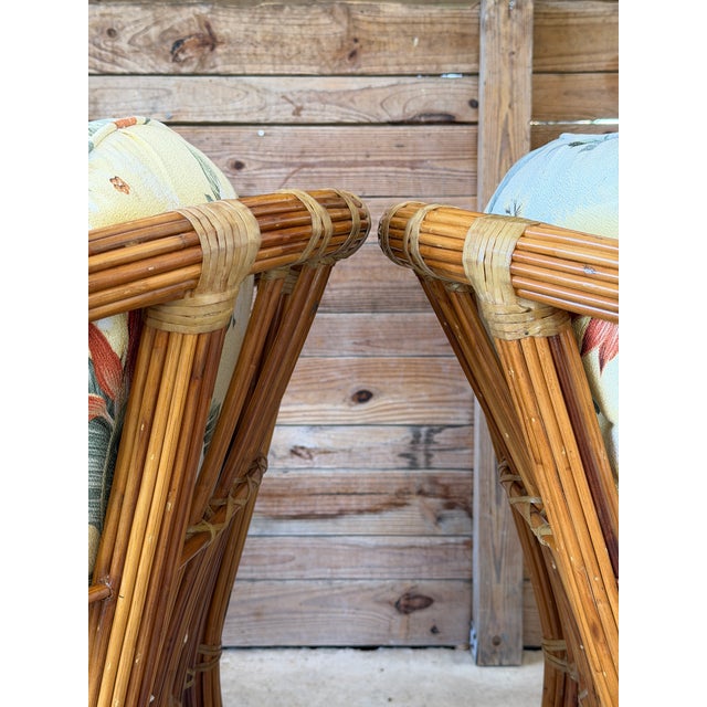 Vintage Coastal Organic Modern Pencil Rattan Lounge Chairs – Pair For Sale In Naples, FL - Image 6 of 12