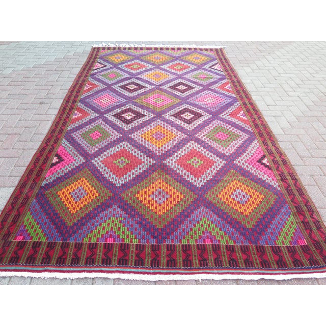 This beautiful rug is from western Turkey Sardes Nomads. About 60 years old. This beautiful Jejim is woven with kilim and...