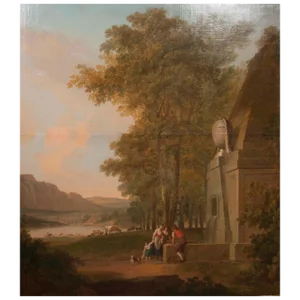 Monumental Framed Oil on Canvas Pastural Landscape