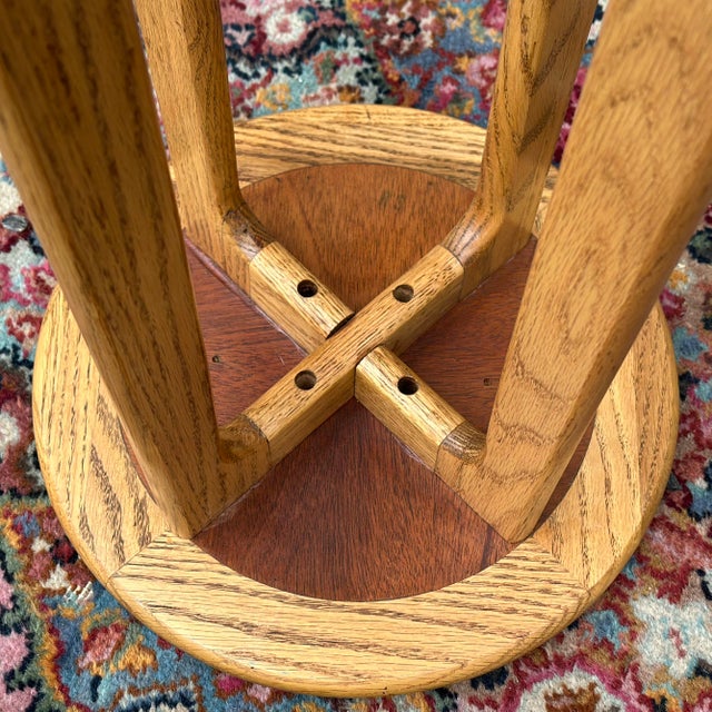 Vintage Lane Perception Tall Sculptural Plant Stand Pedestal With Low Shelf For Sale - Image 11 of 12