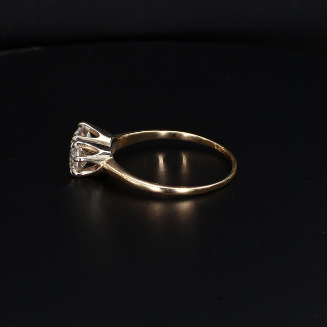 Gold Mid 20th Century 14k Yellow Gold Diamond Ring With Two Round Diamonds (~1.7ctw) - Size 11.75 For Sale - Image 8 of 8