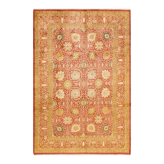 Mogul, One-of-a-Kind Hand-Knotted Area Rug in Orange, 6' 1" x 9' 0" For Sale