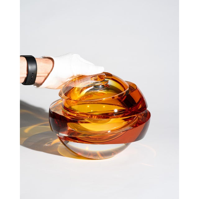 Rosenthal Creative Center "Blockglas Amber" Globe Vase, Germany, 2012 A monumental optical glass vase from Rosenthal's...