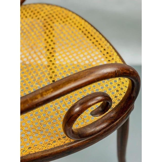 Antique Classical Armchair No. 11 in Bentwood Beech and Cane Seat from Thonet, Vienna, 1868,, 1870 For Sale - Image 6 of 12