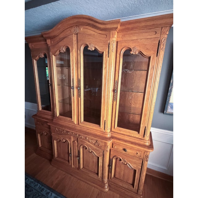 An architectural, American-made dining collection by Hickory Manufacturing Company, circa 1987. Crafted entirely from...