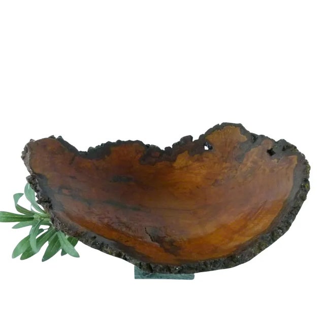 1970s Cherry Burl Bowl by Hoyt G. Brown Signed . Appalachian Folk Art . Live Edge Wood Bowl For Sale - Image 9 of 18