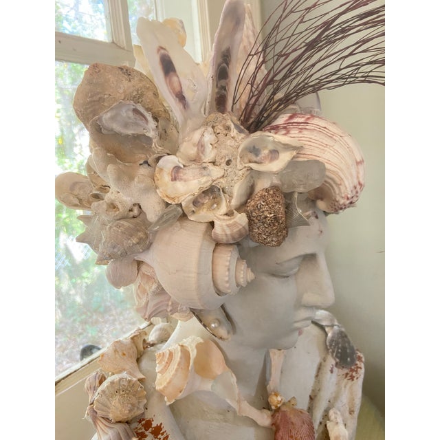 Plastic Shell Bust, “May River Venus” by Artist Fancy, May River Neptune, Signed For Sale - Image 7 of 12
