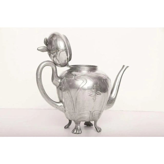 1910s Vintage Art Nouveau Whimsical German Pewter Tea Coffee Service For Sale - Image 5 of 10