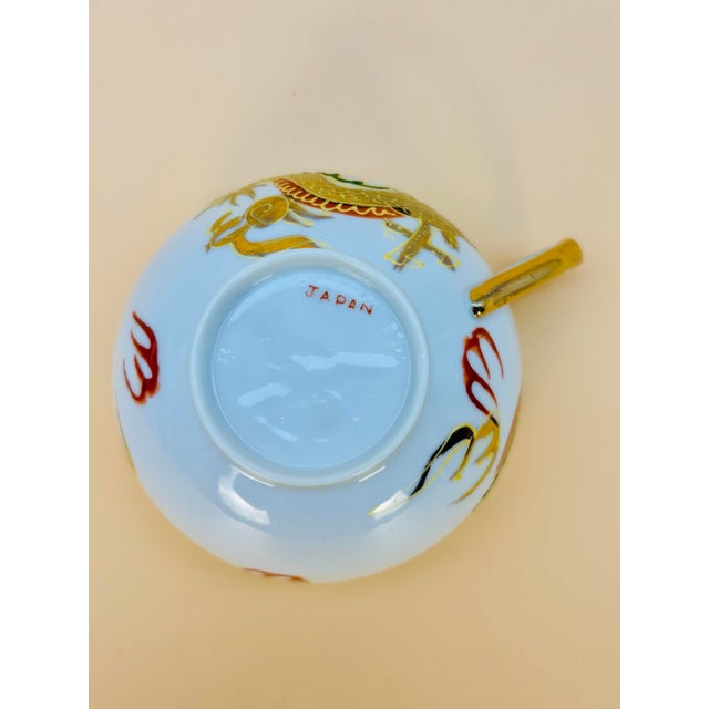 Japanese Mid 20th Century Rare Lithophane "Nude" Geisha Dragon Ware Cup and Saucer For Sale - Image 3 of 10