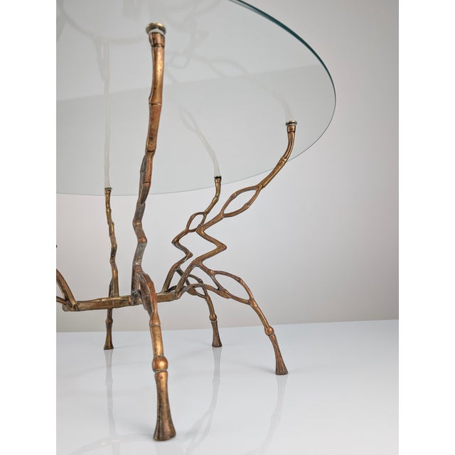 Hollywood Regency Zigzag Coffee Table in Bronze and Faux Bamboo, 1960s For Sale - Image 4 of 12