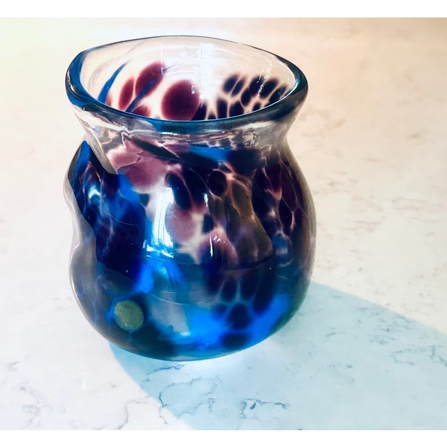 Murano Murano Art Glass Flower Vase Italian Hand Blown Mid-Century Modern For Sale - Image 4 of 9