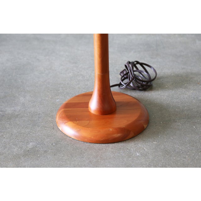 1960s 1960s Solid Teak Danish Modern Tulip Floor Lamp Frosted Glass Shade For Sale - Image 5 of 9
