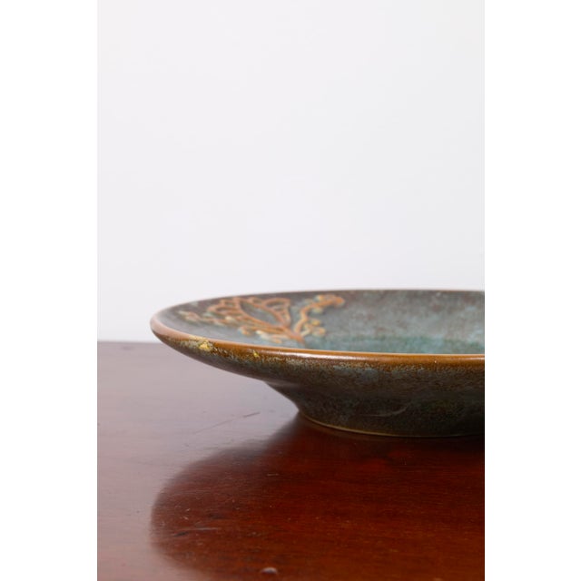 Art Deco Plate in Blue and Orange Ceramic by Michael Andersen, Denmark, 1940s For Sale - Image 9 of 14