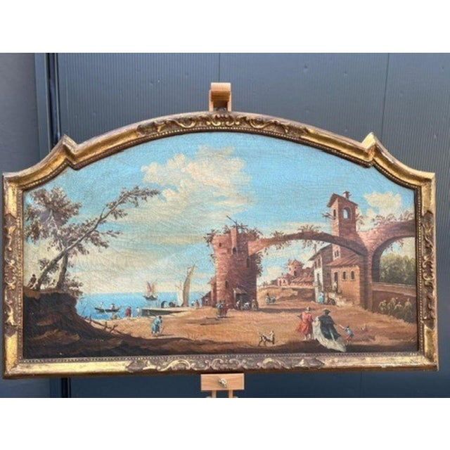 Venetian School Artist, Landscape Composition, 18th Century, Oil Painting on Canvas, Framed For Sale - Image 5 of 17
