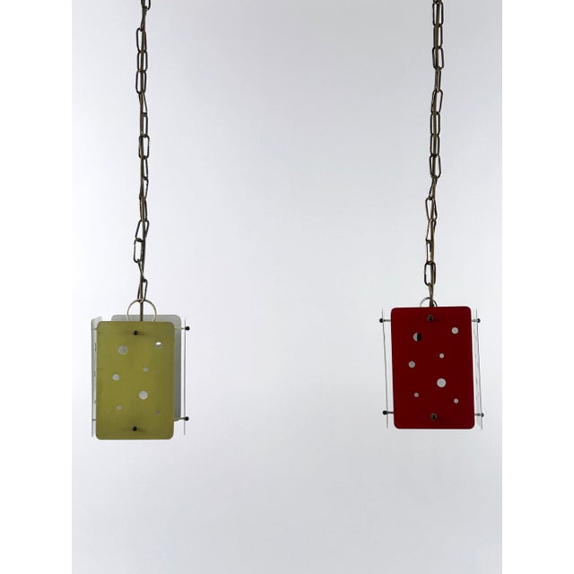 Mid-Century Modern Rectangular Polychrome Pendant Lamps, Germany, 1960s, Set of 2 For Sale - Image 13 of 18