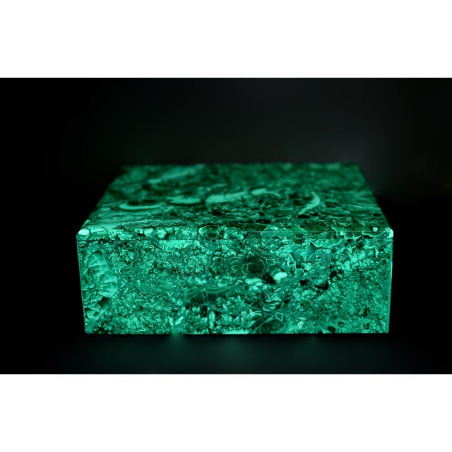 Rare Huge Natural Malachite Box 8" For Sale - Image 11 of 12