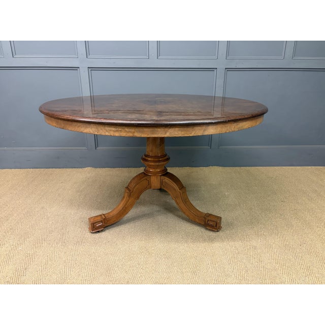 19th Century Antique Burr Walnut Centre Table, 1874 For Sale - Image 5 of 18