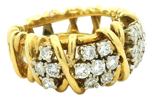 Vintage Italian 18k Gold Diamond Openwork Ring, 2.20 Carats, Circa 1980, Size 6.75