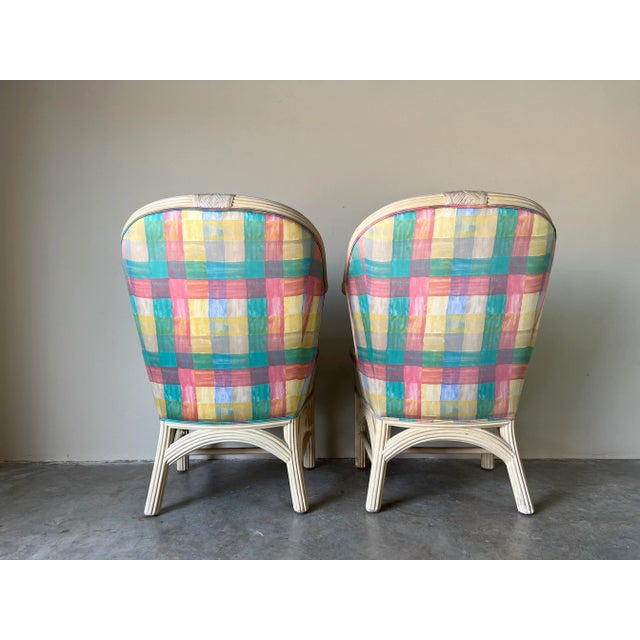 1980s Vintage Rattan and Leather Lounge Chair - a Pair For Sale - Image 5 of 12