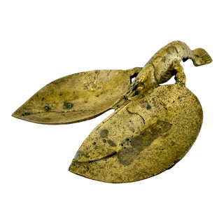 Mid Century Vintage Solid Brass Lobster Double Dish For Sale