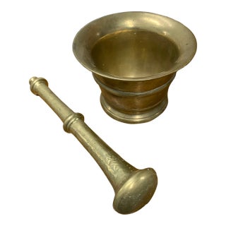 19th Century Dutch Polished Brass Mortar & Pestle For Sale