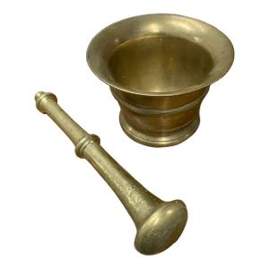 19th Century Dutch Polished Brass Mortar & Pestle