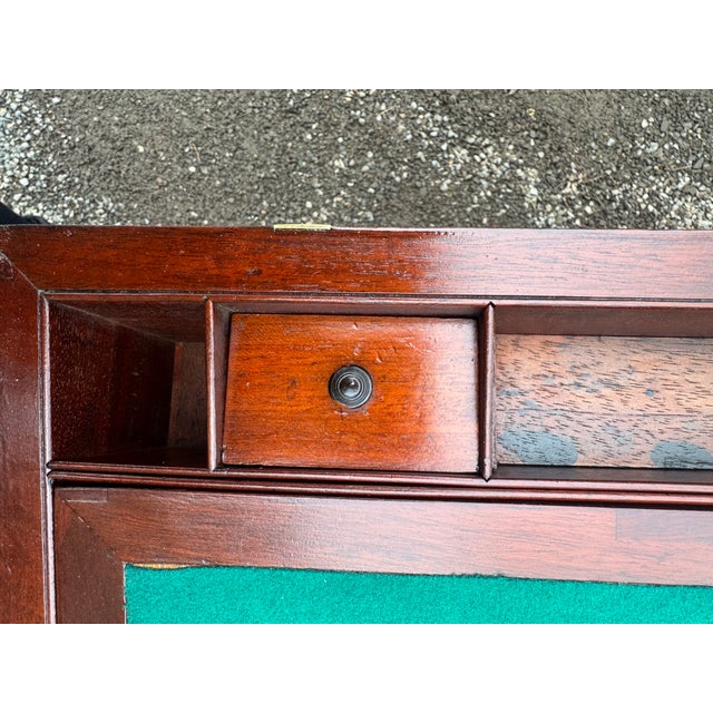 Antique English Campaign Travel Lap Desk on Custom Stand For Sale - Image 9 of 11