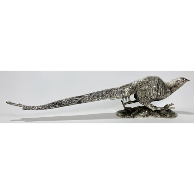 Victorian Antique Victorian Silver Plate Pheasant Sculptures, a Pair For Sale - Image 3 of 12