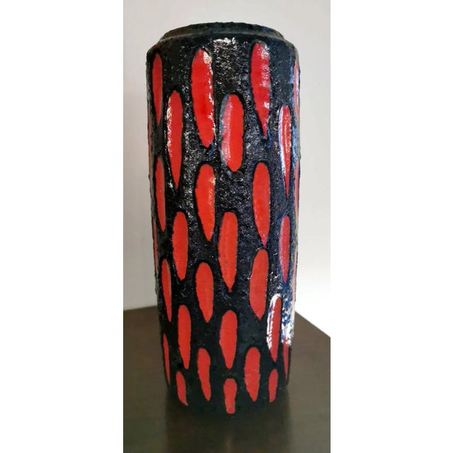 Late 20th Century Vintage Fat Lava Style German Colored Ceramic Glazed Vase For Sale - Image 5 of 12