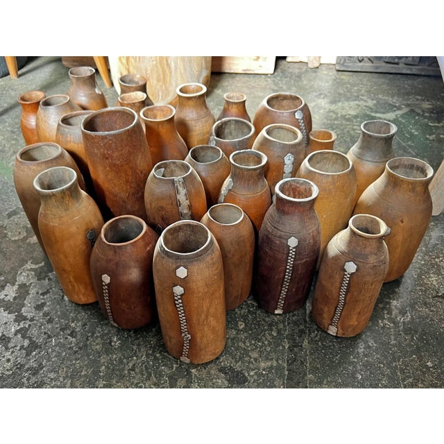 Brown Vintage Wood Tutsi Pot For Sale - Image 8 of 8