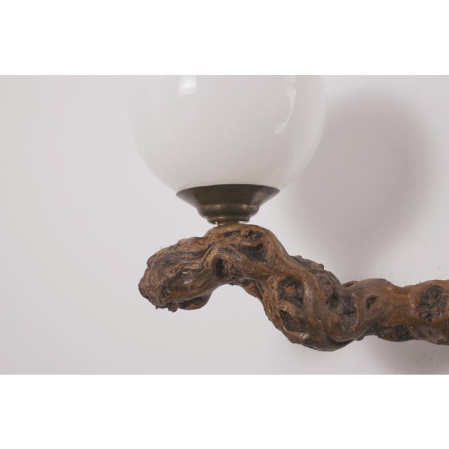 Vintage Brutalist Double Opaline Lighting Wall Light, 1950s For Sale - Image 9 of 18
