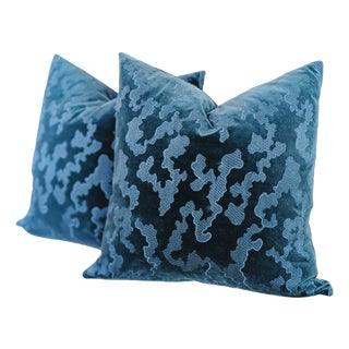 Metaphores Ria Lagune Velvet Pillow Covers- Set of 2 For Sale
