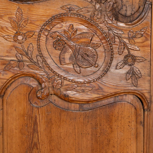 18th Century French Carved Pine Two Door Wedding Armoire Cabinet For Sale - Image 12 of 18