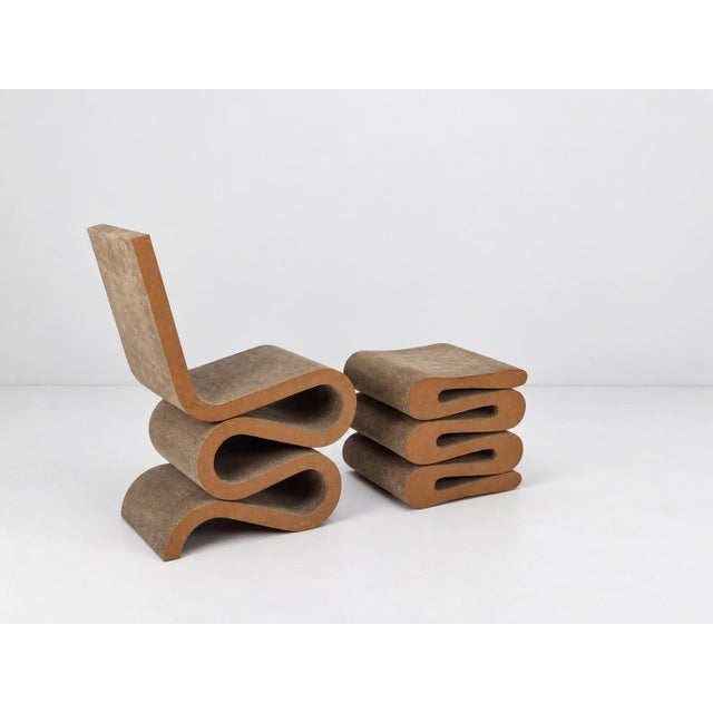 Easy Edges Wiggle Side Chair with Stool by Frank Gehry for Vitra, Set of 2 For Sale - Image 6 of 18