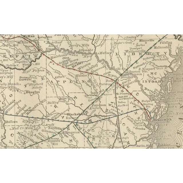 Black Antique Georgia Map, 1888 For Sale - Image 8 of 14