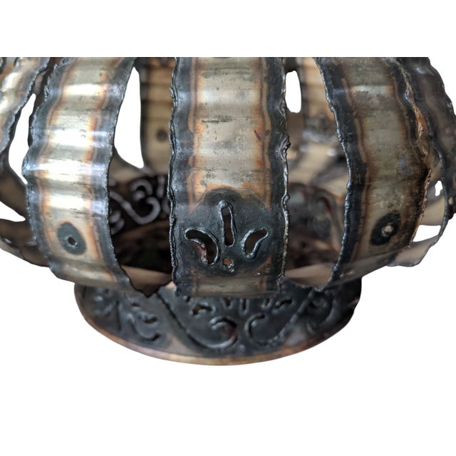 Mid 20th Century Mid Century Modern Brutalist Torched Metal Candle Holders Luminaries - Set of 4 For Sale - Image 5 of 15