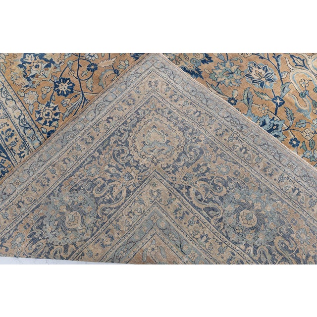 Persian Authentic 19th Century Persian Kirman Handmade Wool Rug For Sale - Image 3 of 9