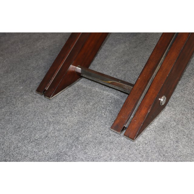Post Modern Contemporary Wood Steel and Glass Console Table For Sale - Image 9 of 10
