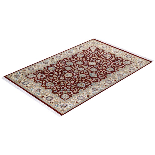 Red Mogul, One-of-a-Kind Hand-Knotted Area Rug - Red, 4' 3" x 6' 3" For Sale - Image 8 of 8
